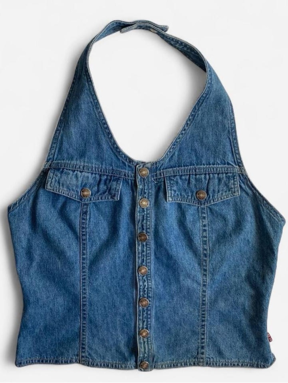 Vintage Y2K blue denim halter top